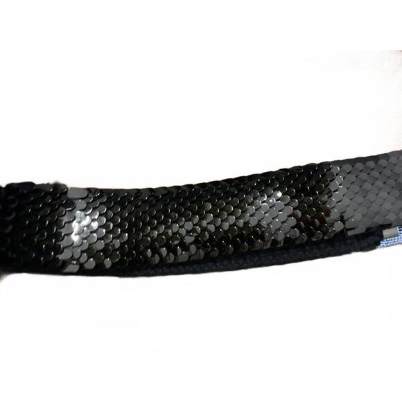 Vintage Elegant Black Sequined Belt with Decorative Silver Buckle main image 7